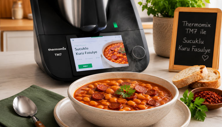 Thermomix TM7 Sucuklu Kuru Fasulye Tarifi